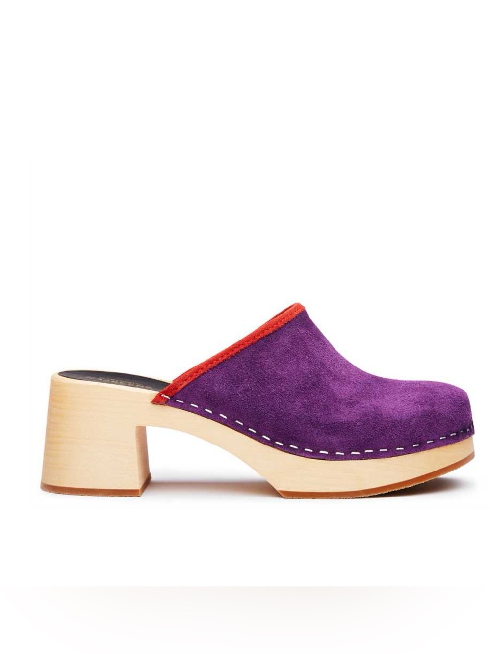 Swedish Hasbeens Purple Suede Clog